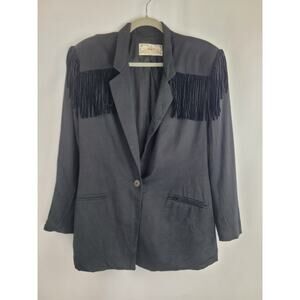 American Trendsetter Western Cowgirl Womens Black Fringe Sports Coat Jacket 10